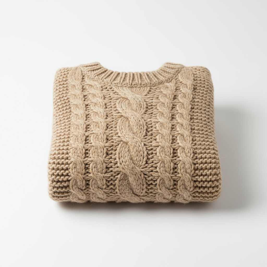 Вязаный шерстяной свитер бежевый