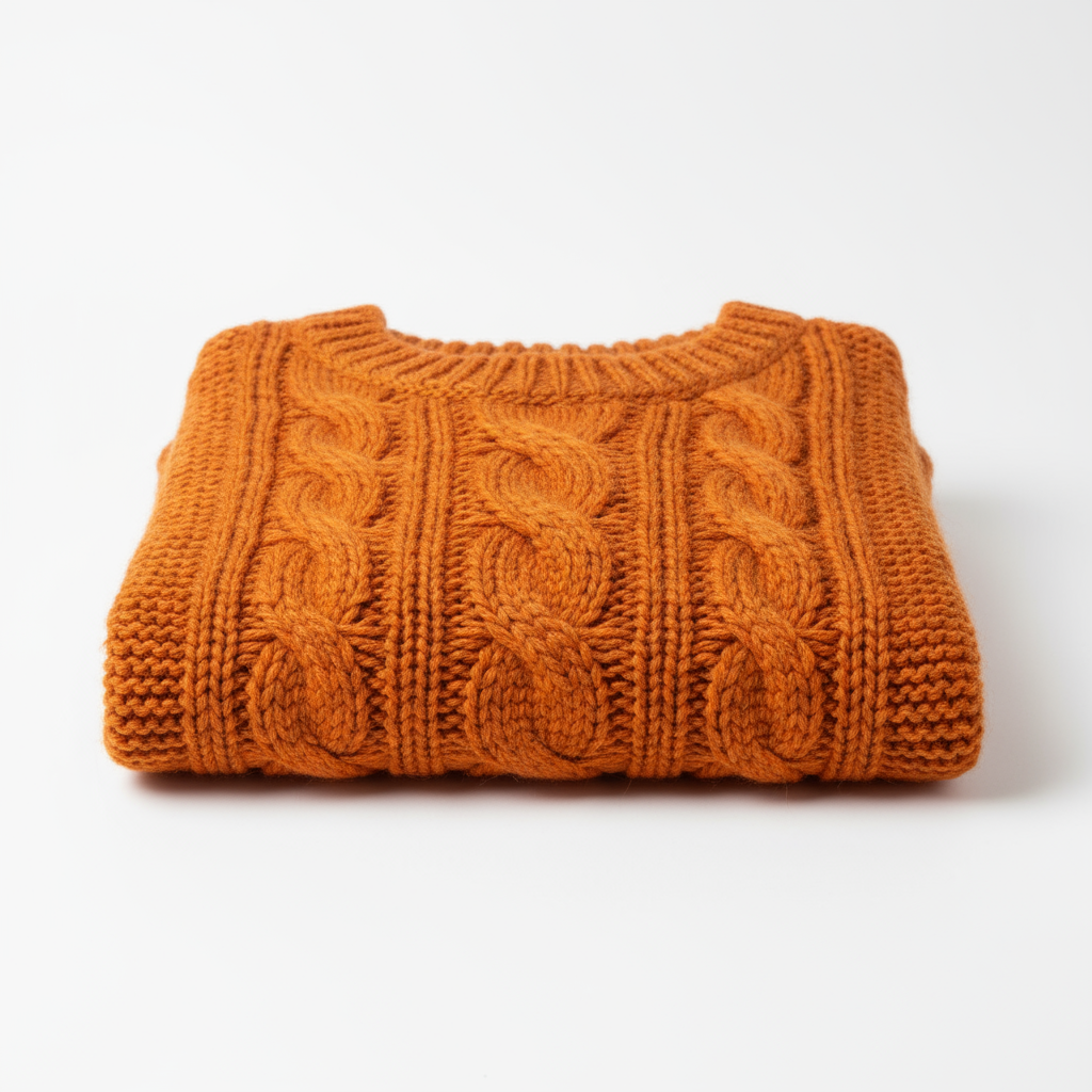 Вязаный шерстяной свитер рыжий